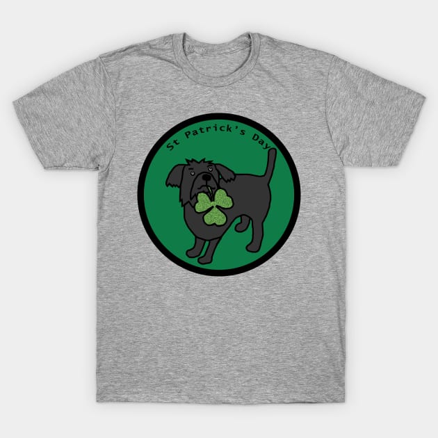 St Patricks Day with Cute Dog and Shamrock T-Shirt by ellenhenryart